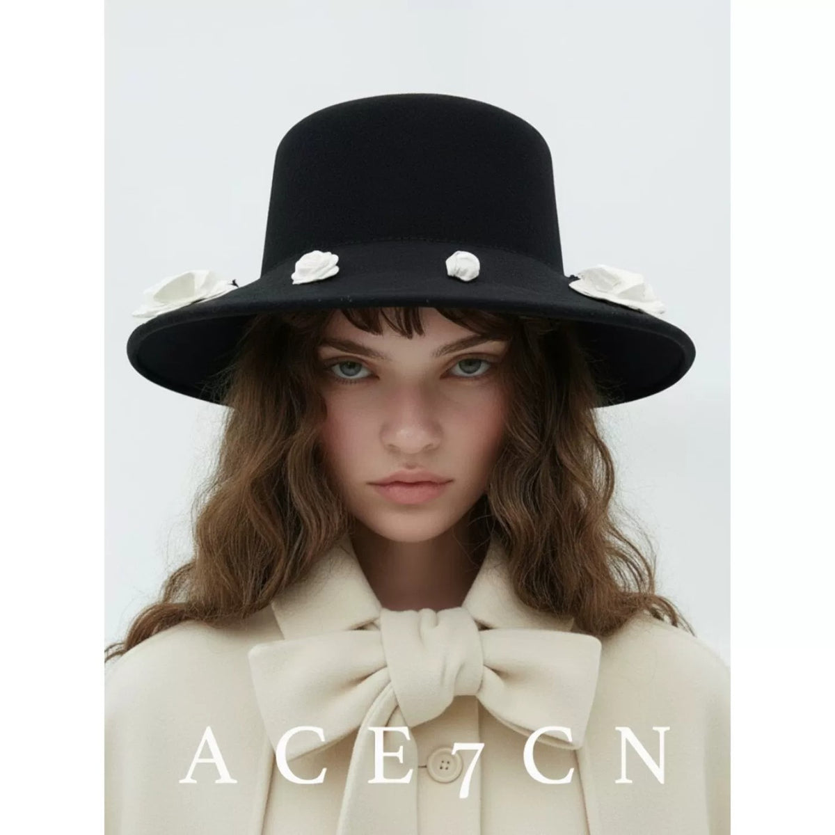 100 Wool Camellia Hepburn Dress Hat French