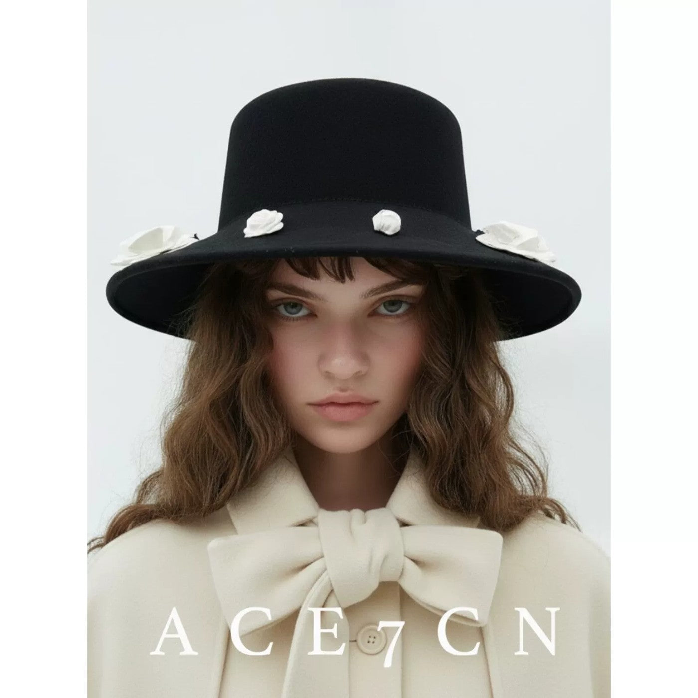 100 Wool Camellia Hepburn Dress Hat French