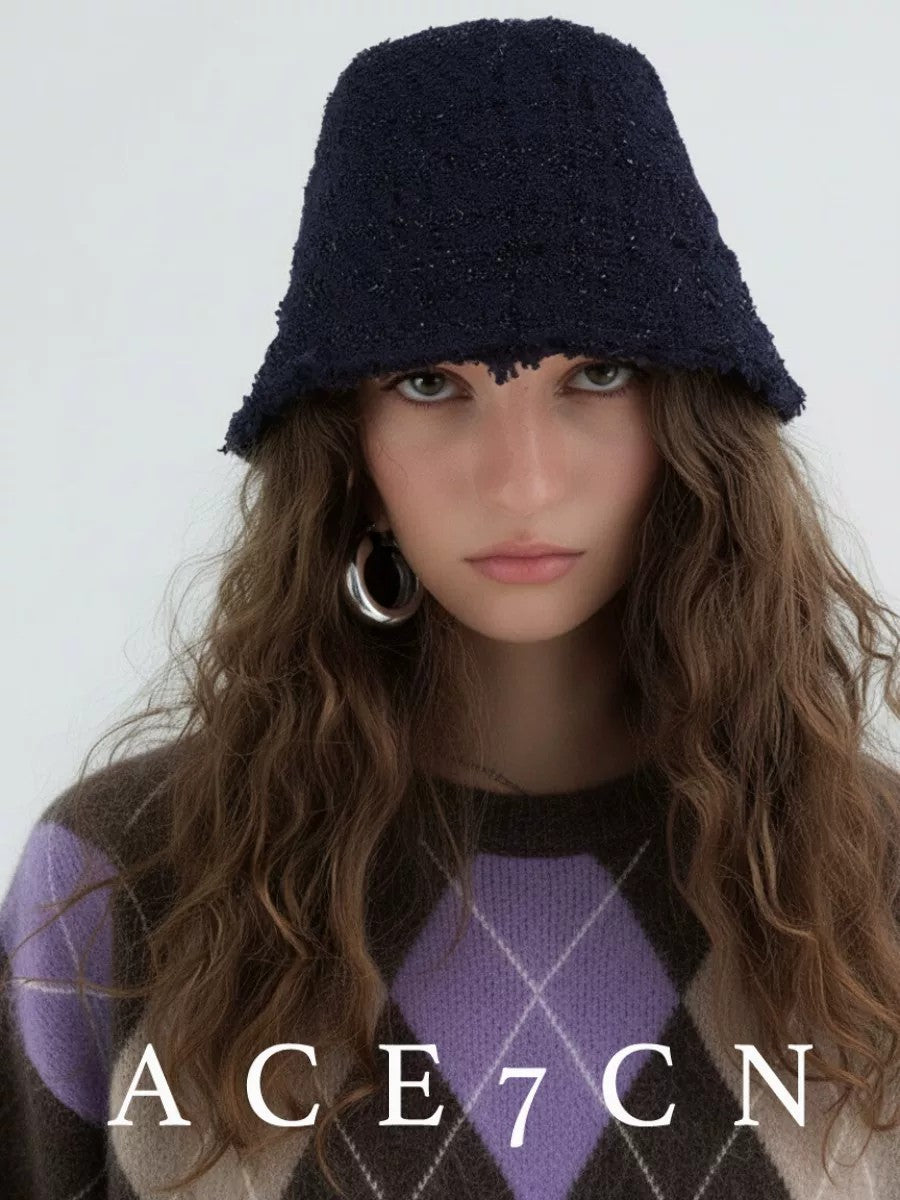 Light-Luxury Tweed Subtle-Glitter Bucket Hat Paris-Night Refined