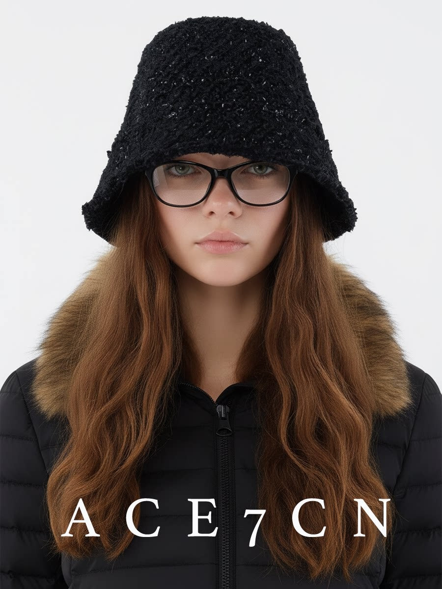 Light-Luxury Tweed Subtle-Glitter Bucket Hat Paris-Night Refined