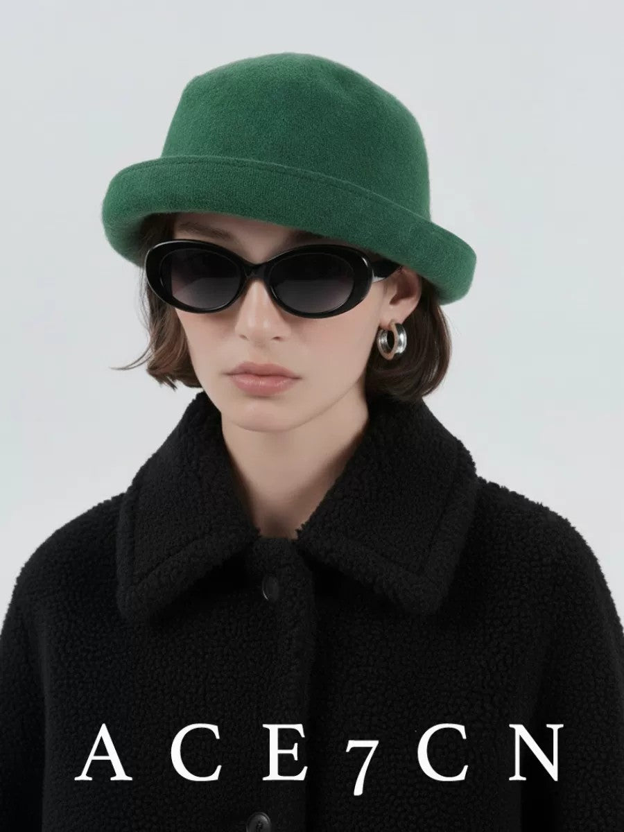 Nordic Candy-Color Dress Hat Wool-Felt Roll-Brim Hat