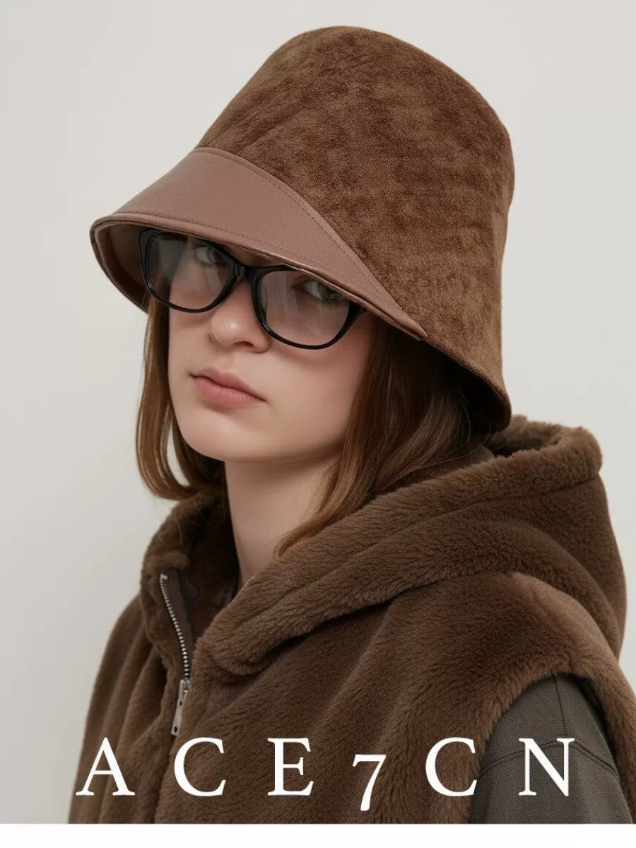 British Vintage Suede Bucket Hat Premium Women
