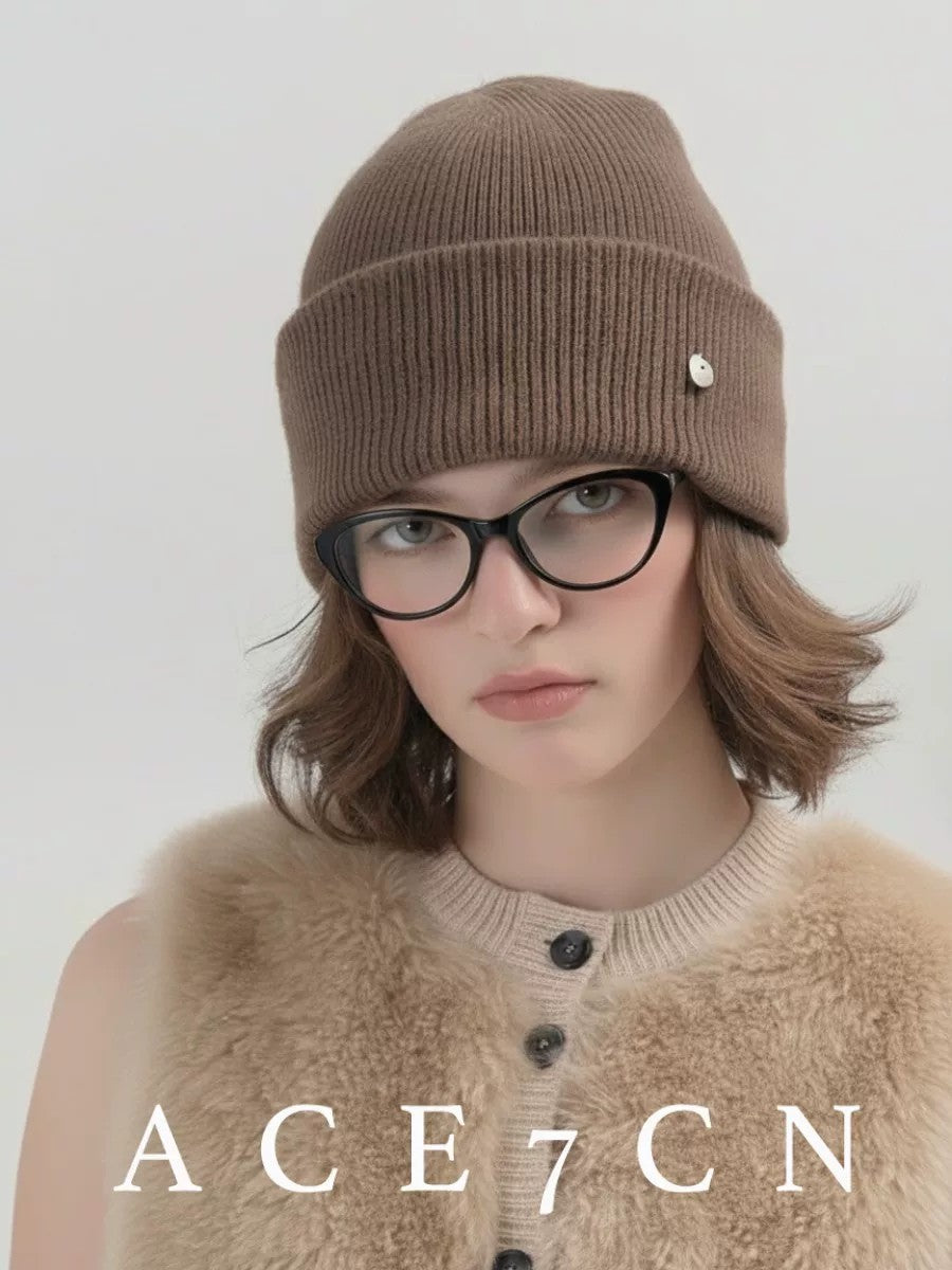 Classic Nordic Knit Beanie Soft Wool Roll-Brim