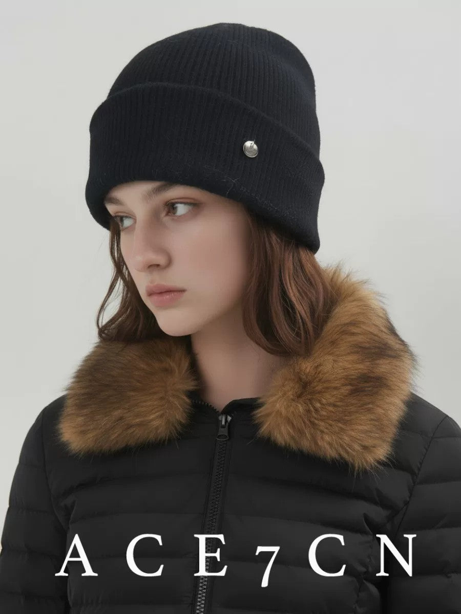 Classic Nordic Knit Beanie Soft Wool Roll-Brim