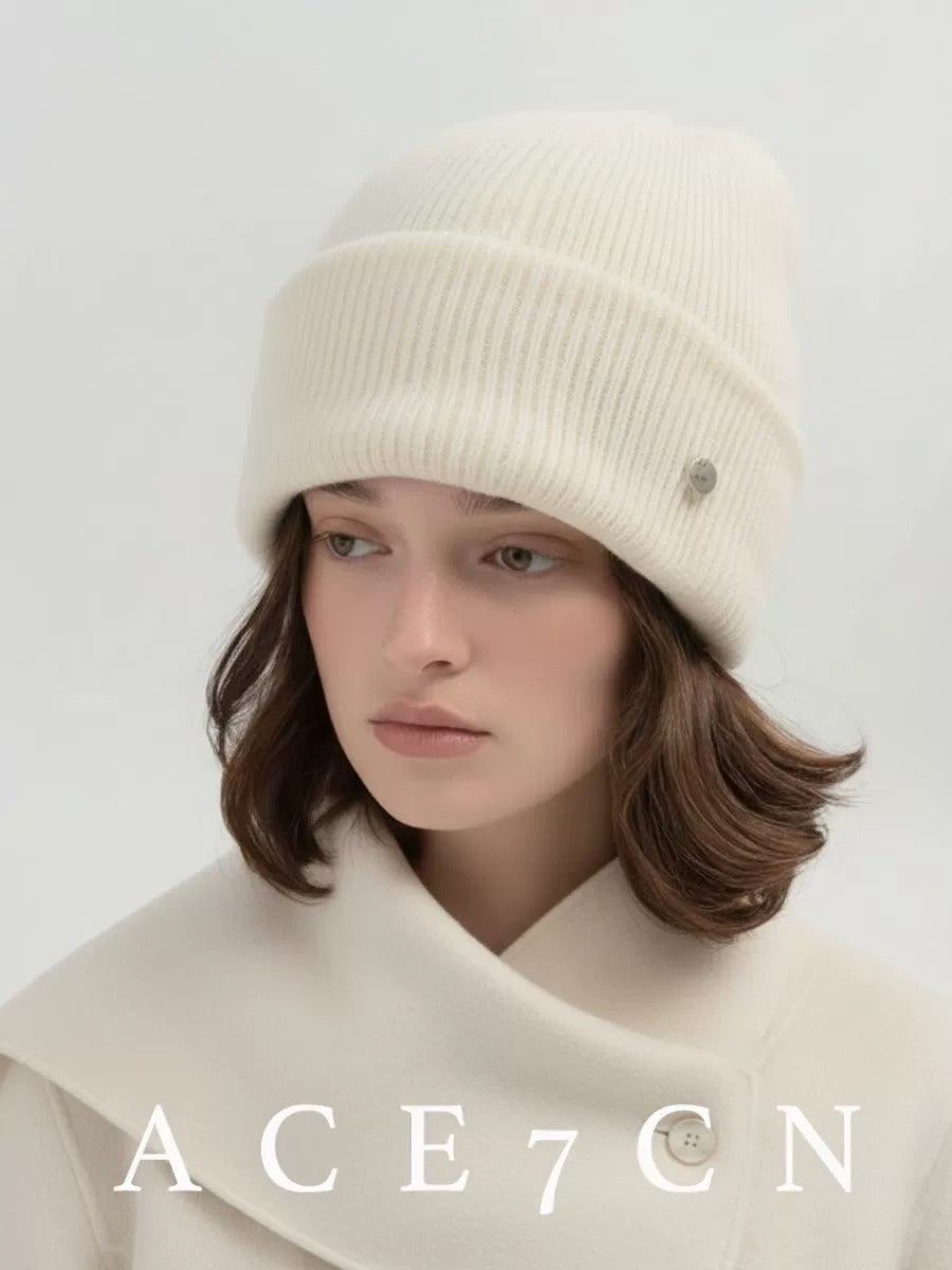 Classic Nordic Knit Beanie Soft Wool Roll-Brim