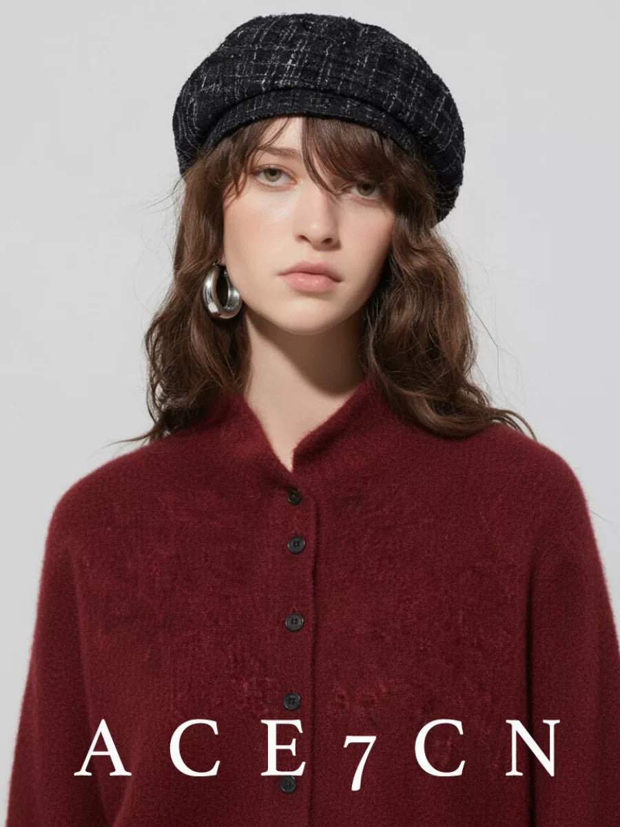 British Classic Tweed Beret Women Autumn-Winter Face-Slimming
