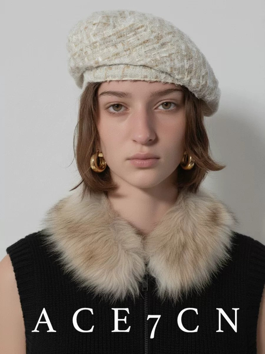 British Classic Tweed Beret Women Autumn-Winter Face-Slimming