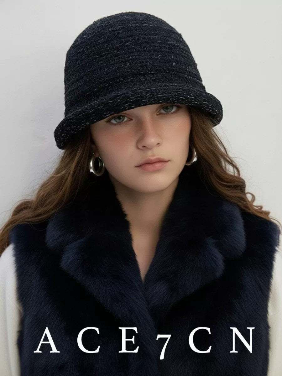 Nordic Minimalist Roll-Brim Hat Hand-Crochet Knit Beanie