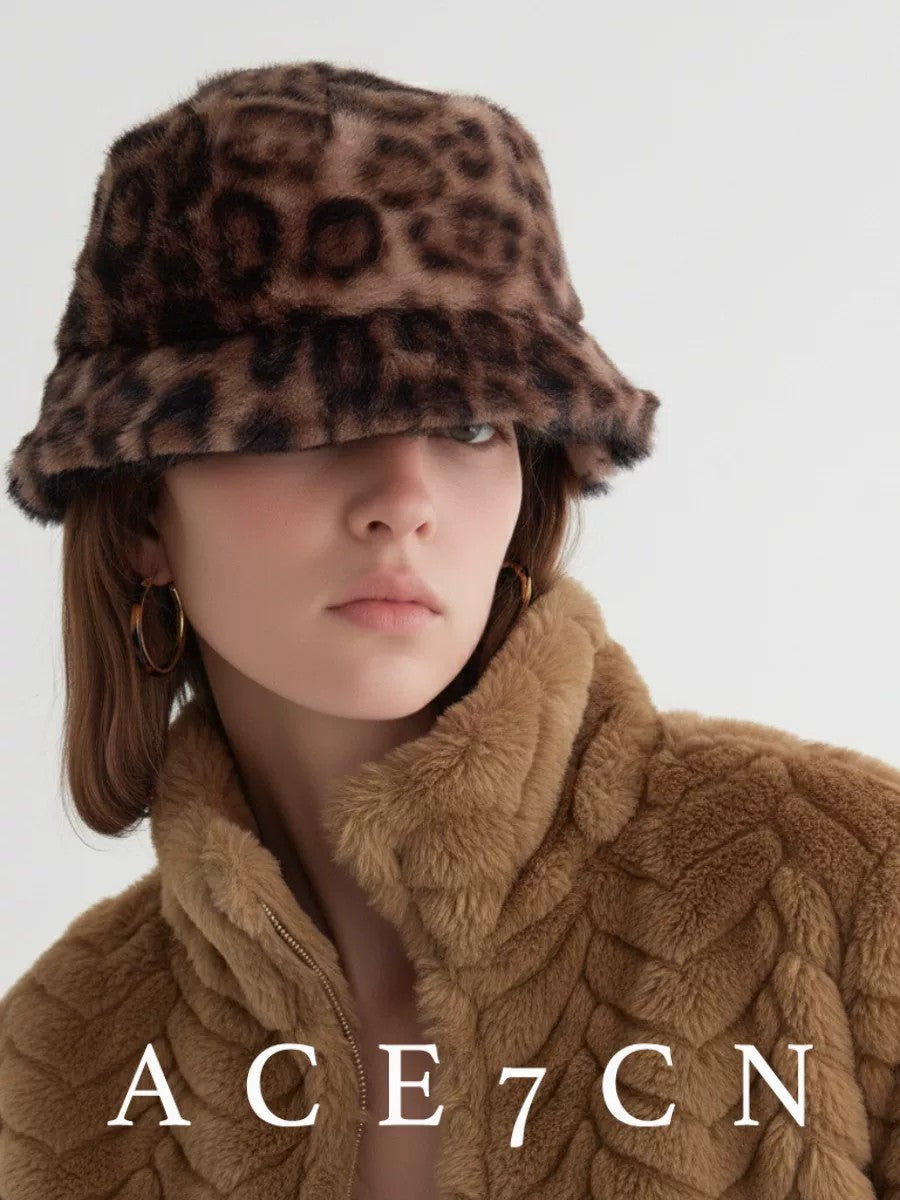 British Vintage Bucket Hat Vintage Elegant Faux-Fur