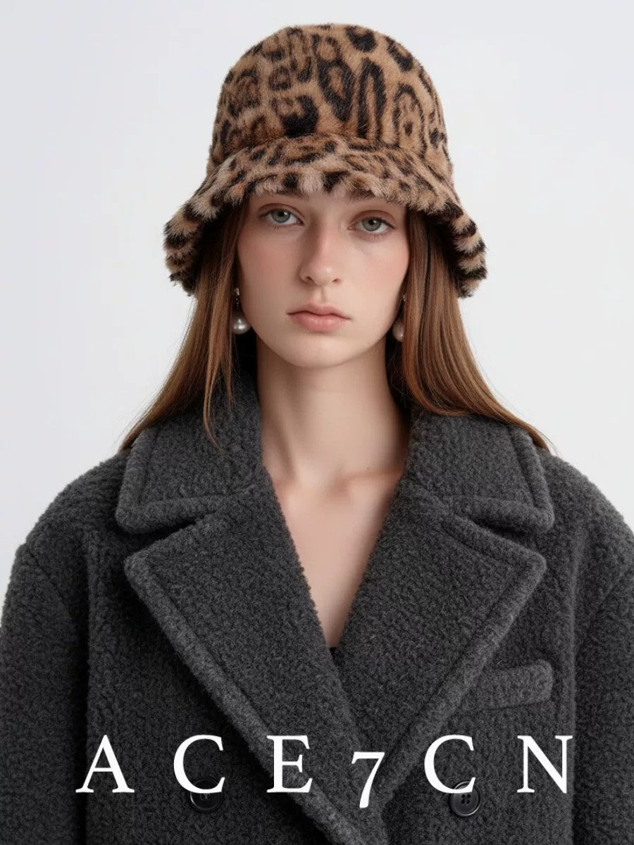 British Vintage Bucket Hat Vintage Elegant Faux-Fur
