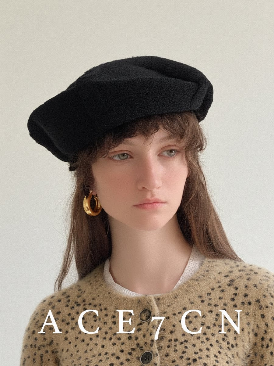 Nordic Relaxed Knit Beret Soft Wool Painter