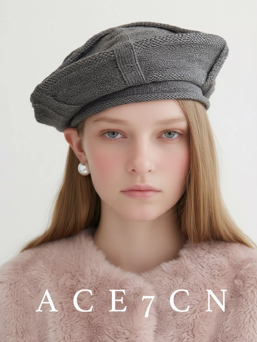 Nordic Relaxed Knit Beret Soft Wool Painter