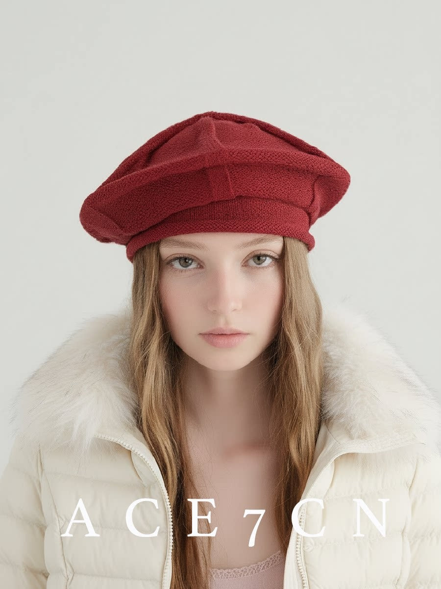 Nordic Relaxed Knit Beret Soft Wool Painter