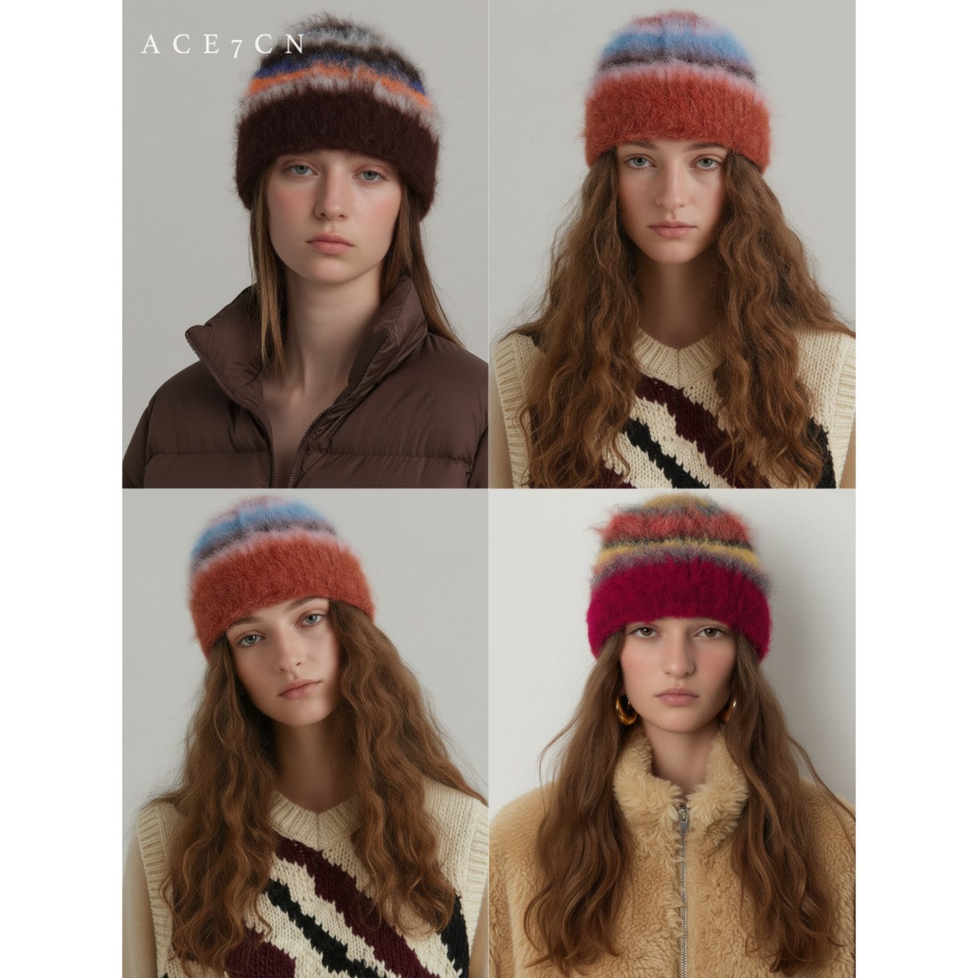 Copenhagen Color-Block Knit Beanie Nordic Color-Block Striped