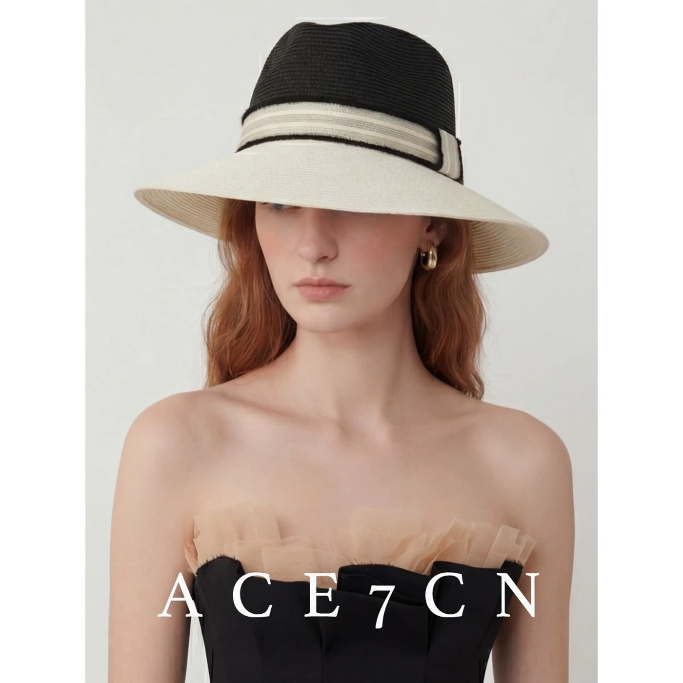 Parisian Tweed Classic Black-White Woven Straw Hat