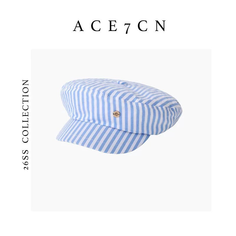 Nautical Summer Resort Plaid Newsboy Cap Lightweight