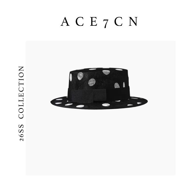 British Chic Premium Silk-Voile Dress Hat Black-White