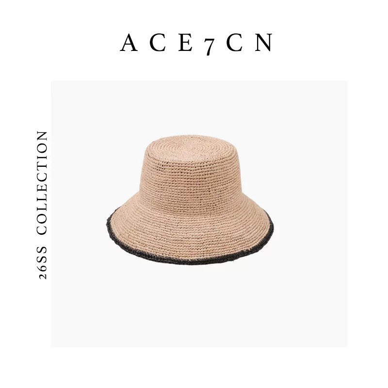 Classic French Resort Raffia Bucket Hat IG-Blogger