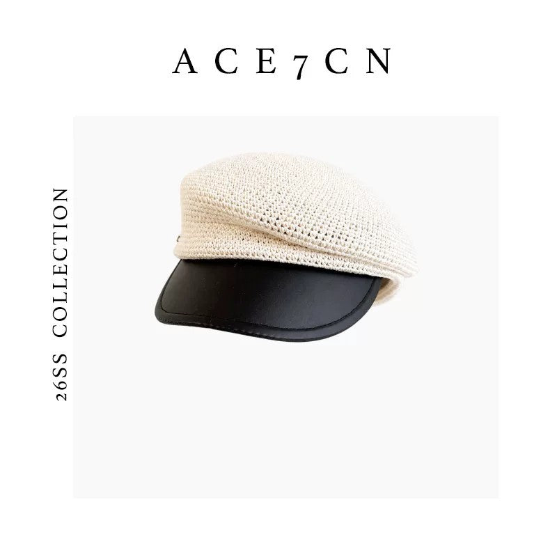 British Classic Newsboy Cap Breathable Straw-Woven Equestrian