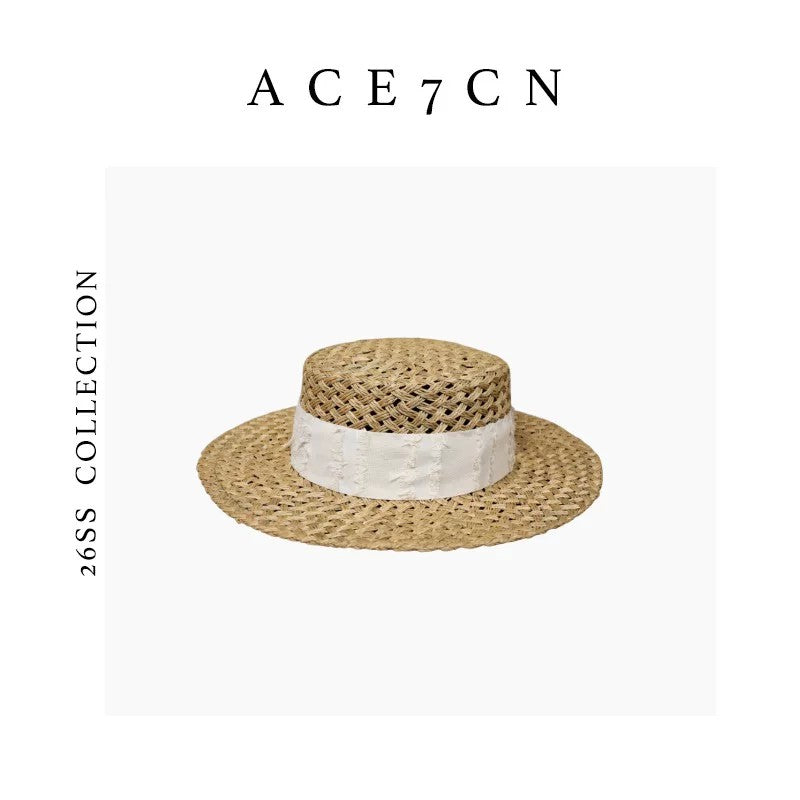 British Elegant Seagrass Woven Dress Hat Wide-Brim