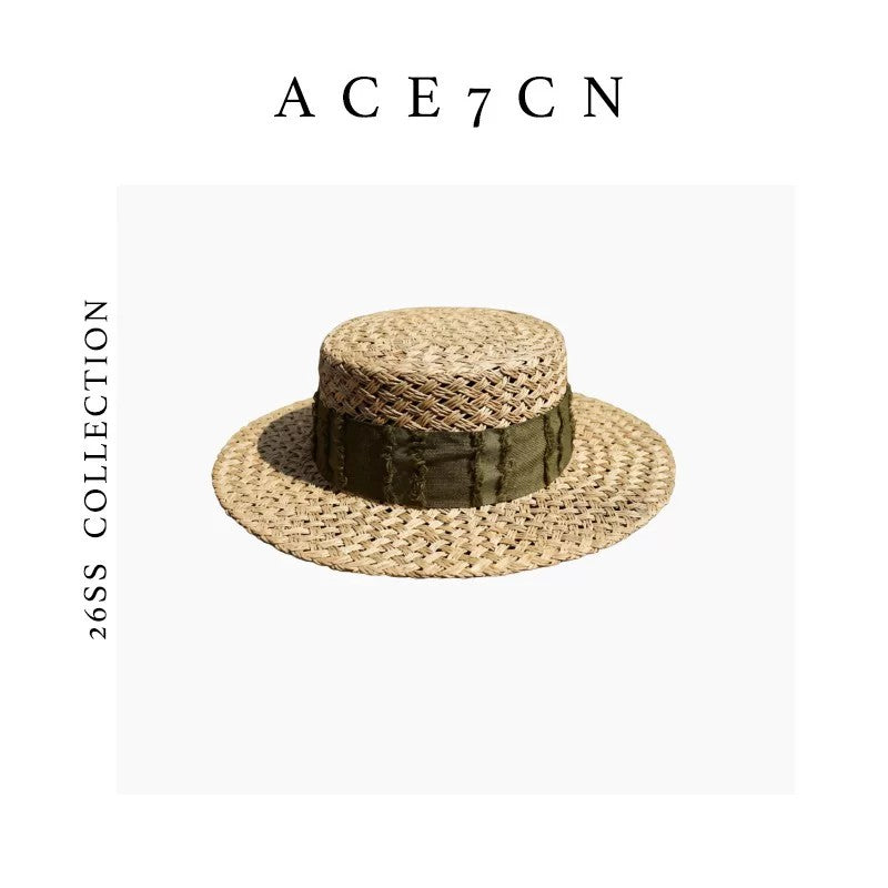 British Elegant Seagrass Woven Dress Hat Wide-Brim