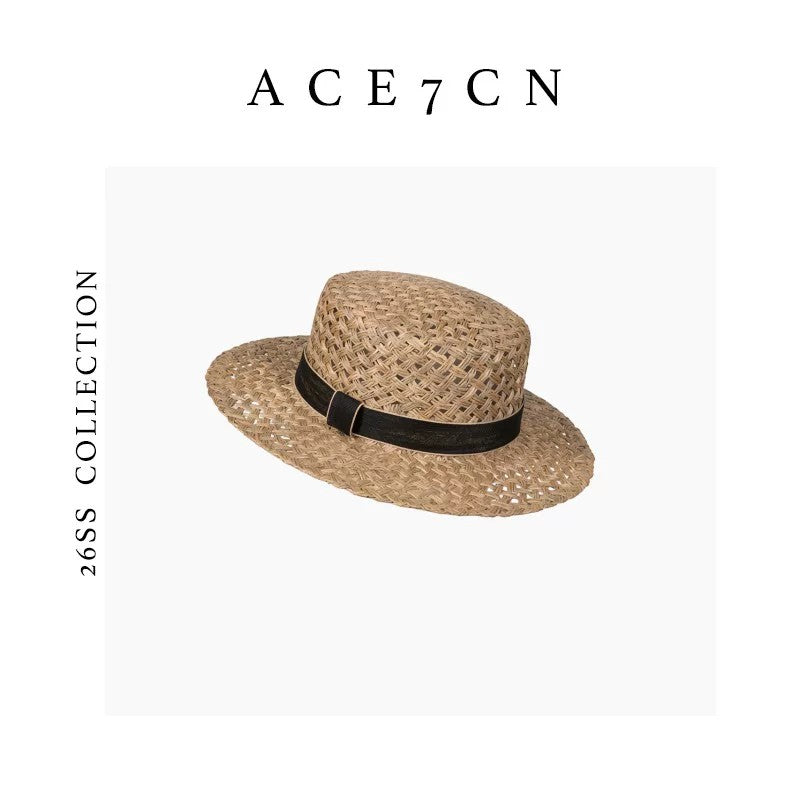 Korean High-Quality Seagrass Handmade Straw Hat Hepburn