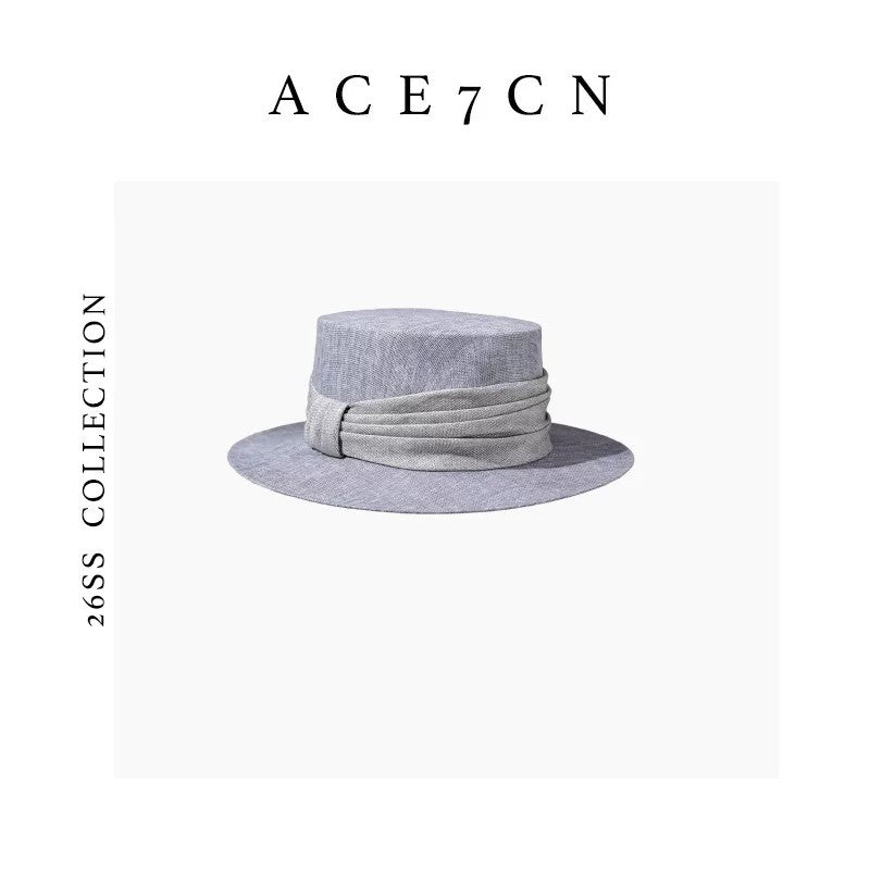 Light-French Handmade Straw Hat Hepburn Wide-Brim Flat-Top