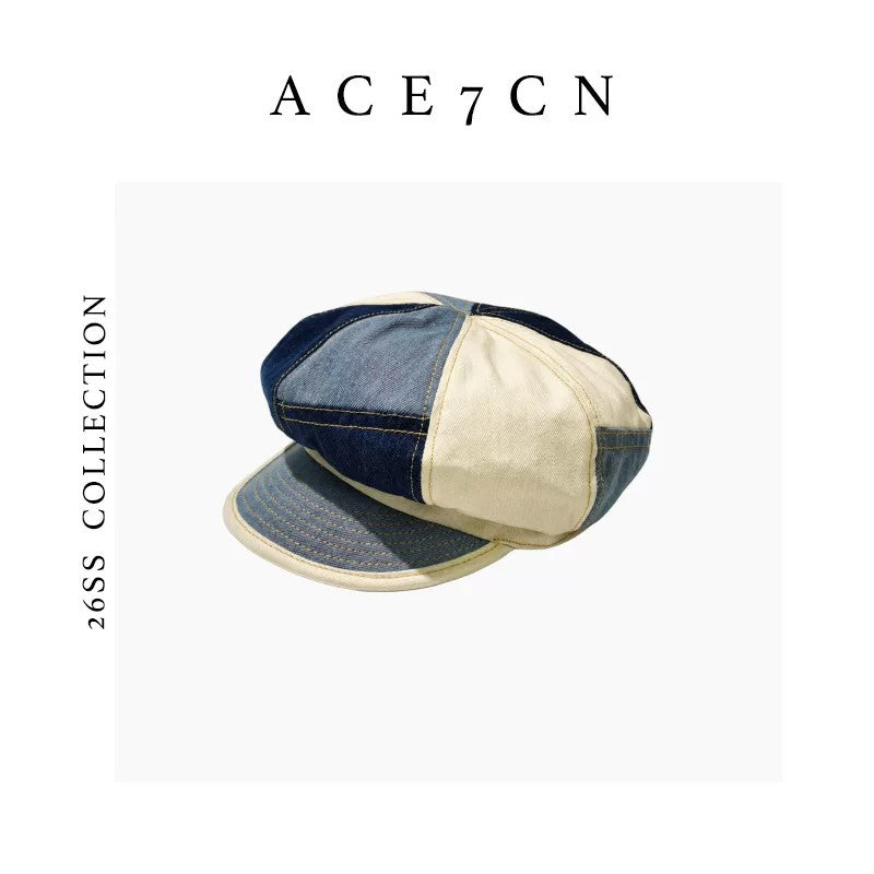 Chic Denim Niche Newsboy Cap Color-Block Newsboy