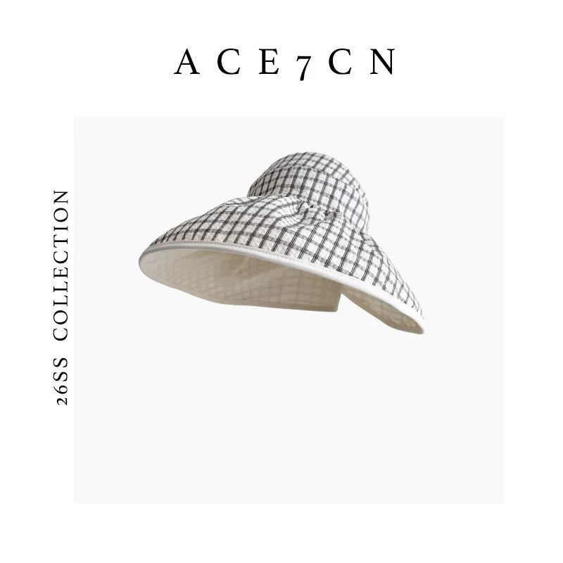 Urban Plaid Sun Hat Reversible Wearable Wide-Brim