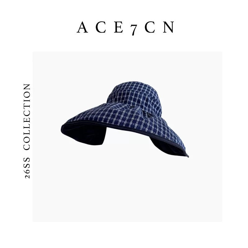 Urban Plaid Sun Hat Reversible Wearable Wide-Brim