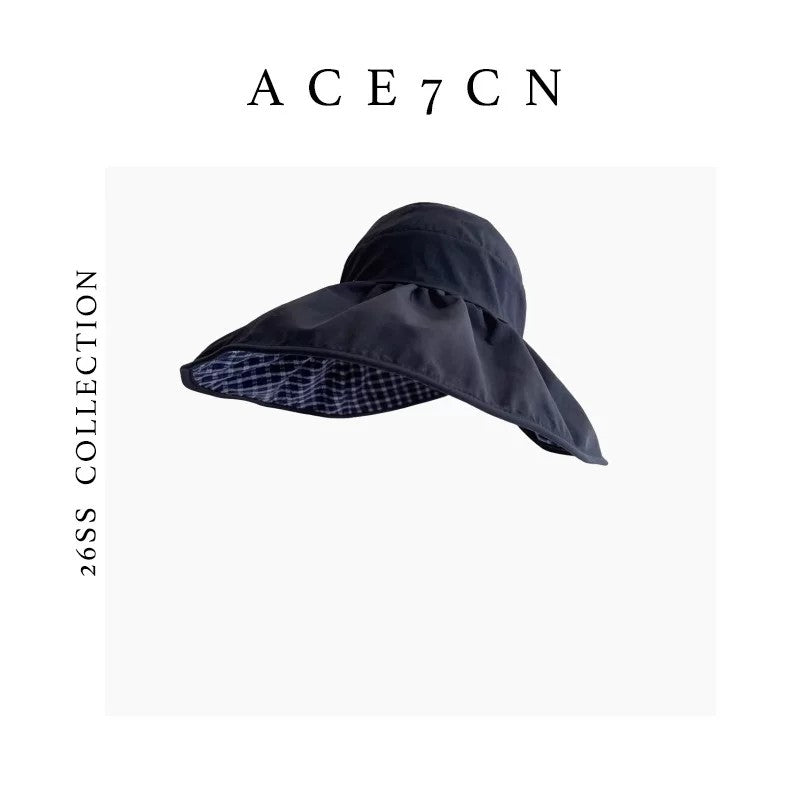 Urban Plaid Sun Hat Reversible Wearable Wide-Brim