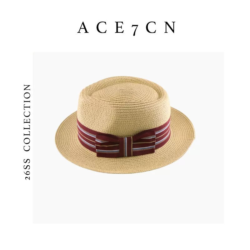 Nordic Chic Niche Straw Hat British Striped