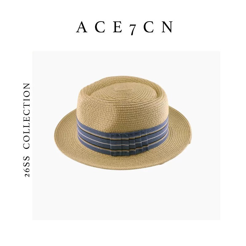 Nordic Chic Niche Straw Hat British Striped