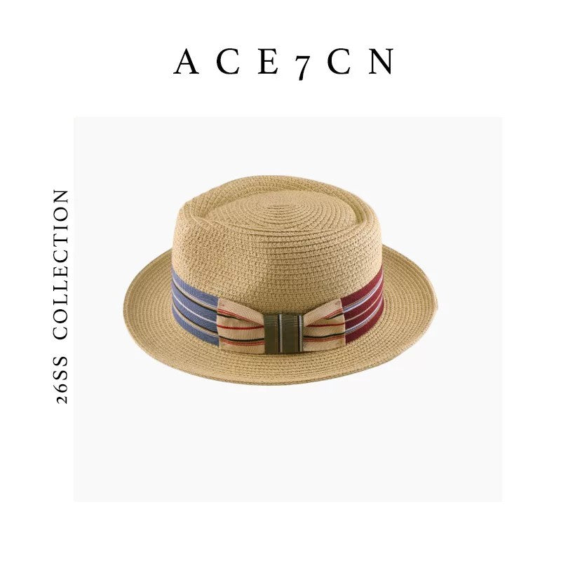 Nordic Chic Niche Straw Hat British Striped