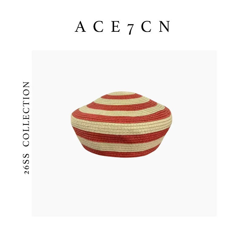 pillbox Nordic Niche Pillbox Hat Striped Straw-Woven