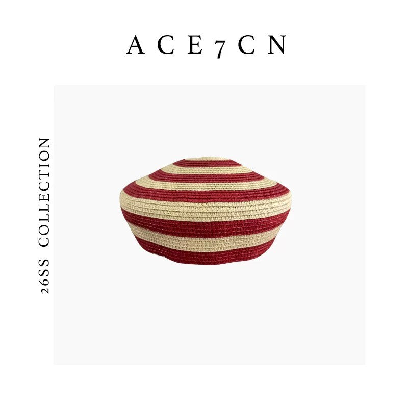 pillbox Nordic Niche Pillbox Hat Striped Straw-Woven