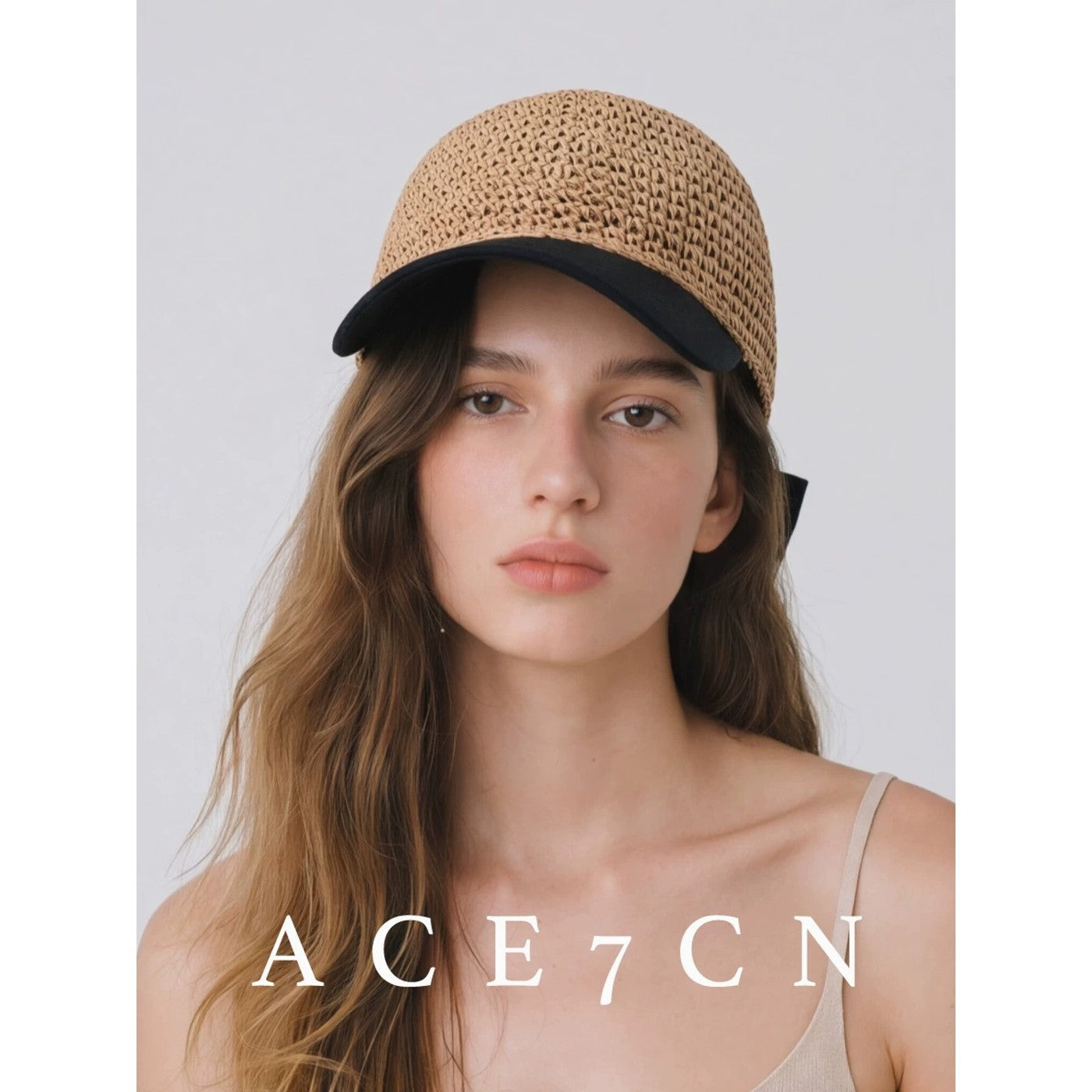 Light-French Paper-Straw Baseball Cap Handmade Bow Riding