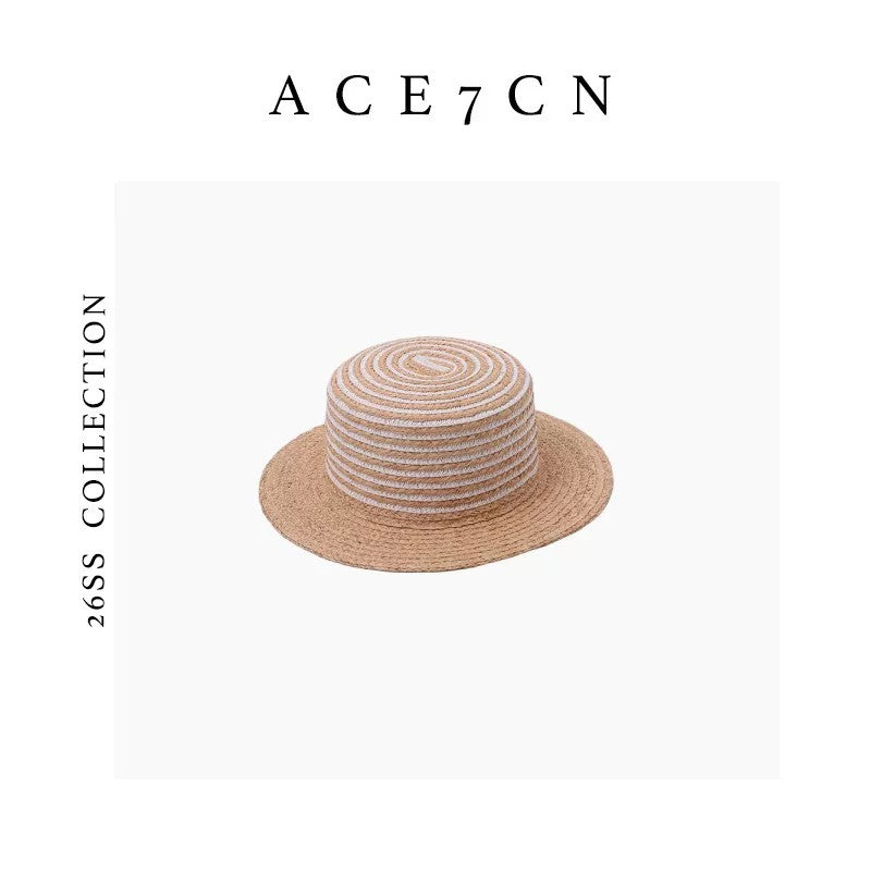 South-France Holiday Raffia Hat Straw-Woven Striped Resort