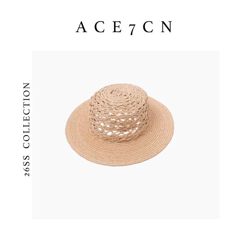 Parisian Old-Money Raffia Panama Hat Openwork Woven