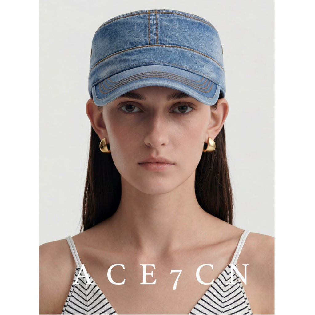 American Vintage Distressed Denim Riding Hat Commute