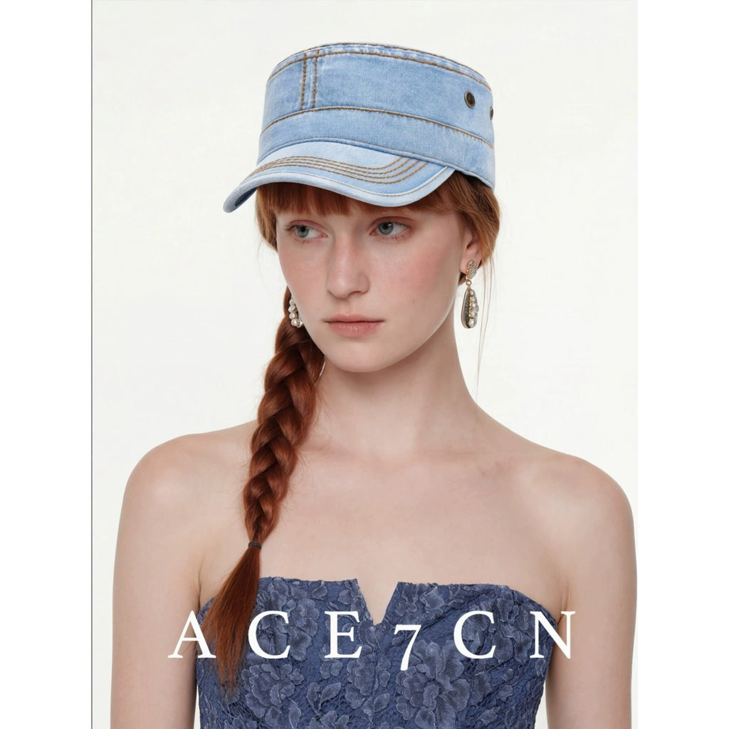 American Vintage Distressed Denim Riding Hat Commute