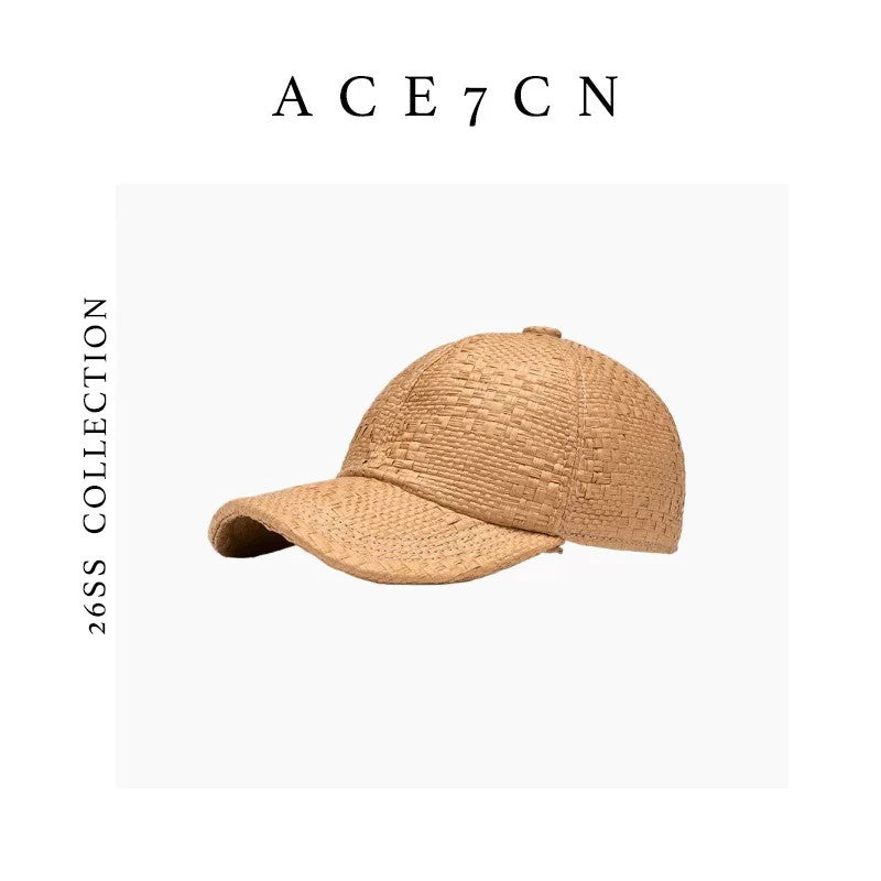 British Classic Premium Straw-Woven Baseball Cap Breathable