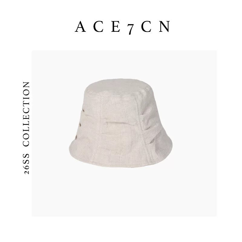 Japanese Resort Cotton Bucket Hat Handmade Pleated