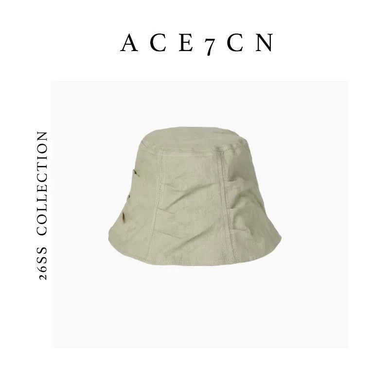 Japanese Resort Cotton Bucket Hat Handmade Pleated