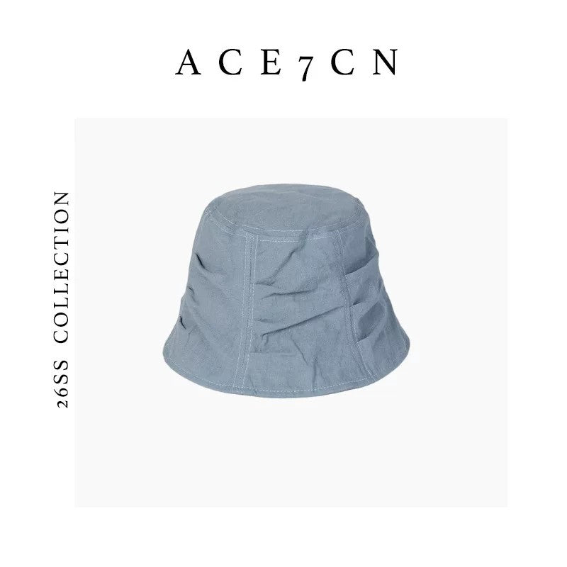 Japanese Resort Cotton Bucket Hat Handmade Pleated