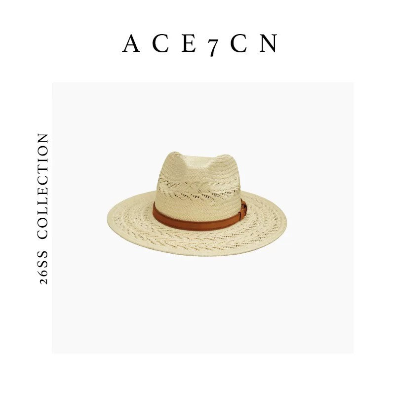 British Old-Money Wheat-Weave Woven Straw Hat Wide-Brim