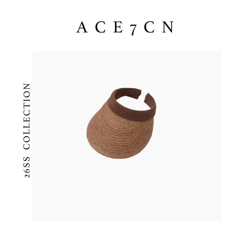 Nordic Relaxed Raffia Sun Hat Hand-Woven Resort