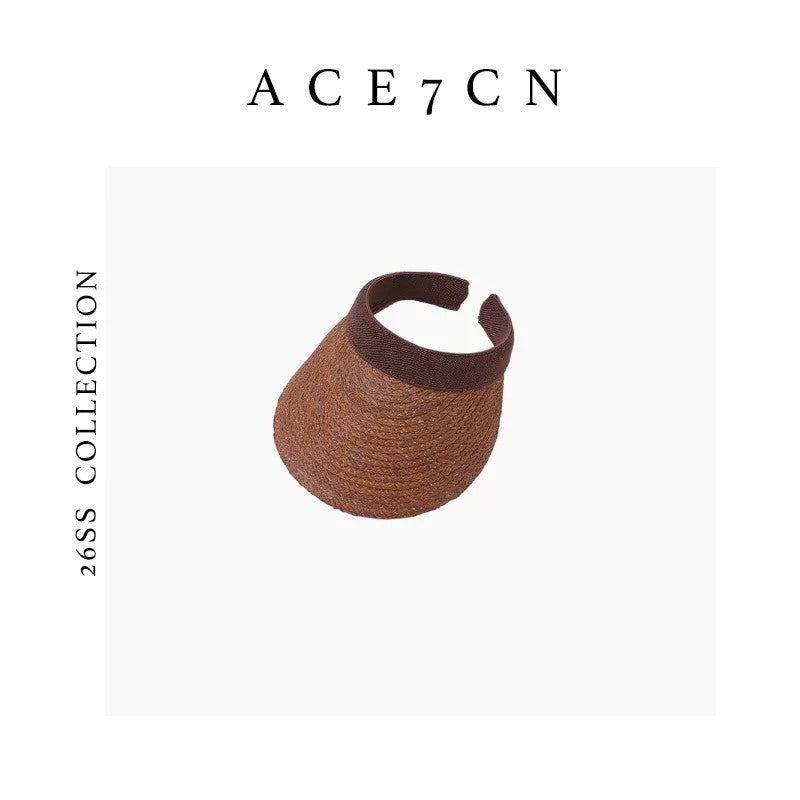 Nordic Relaxed Raffia Sun Hat Hand-Woven Resort