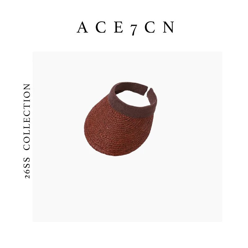 Nordic Relaxed Raffia Sun Hat Hand-Woven Resort