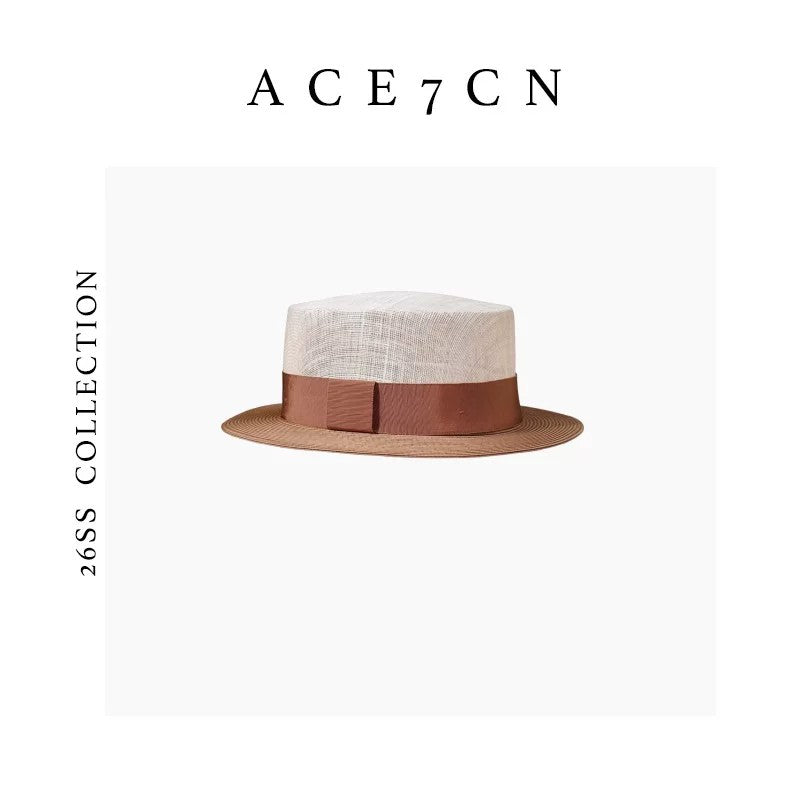British Color-Block Panama Hat Premium No-Makeup Essential